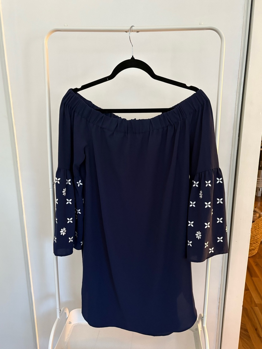 Michael Kors | Navy Off-Shoulder Floral Bell Sleeve Dress